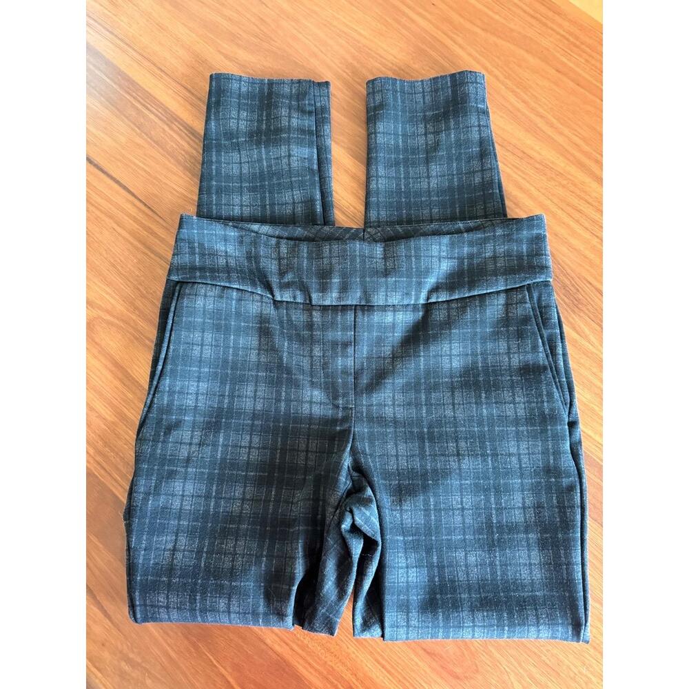 Dalia Womens S/CH Dark Grey Plaid Ankle Pants Elastic Waist Casual Chic